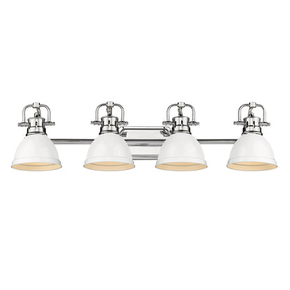 Yep by Golden Lighting Duncan 4-light Vanity in Chrome and White shade - - Golden Lighting
