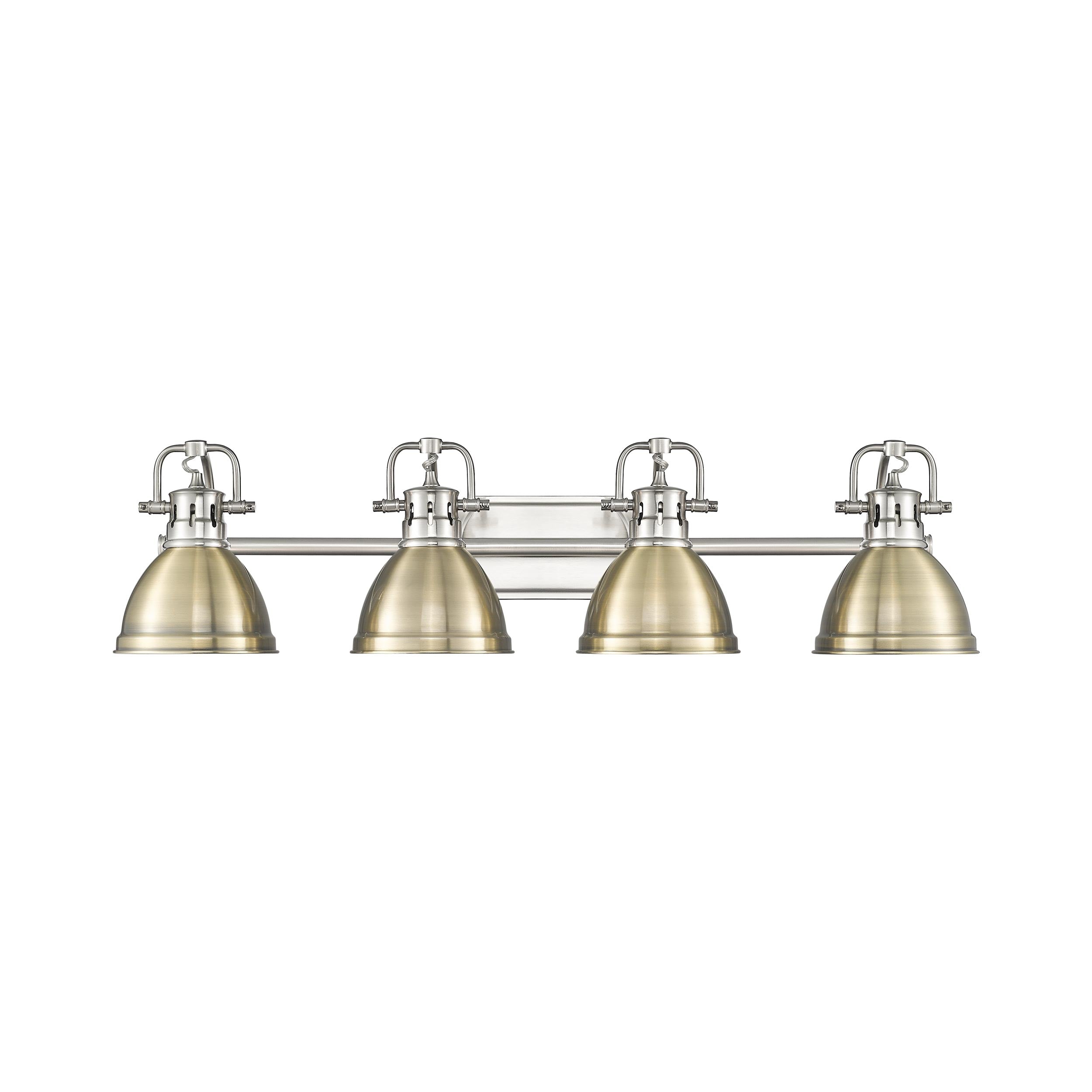 Yep by Golden Lighting Duncan 4-light Vanity in Pewter and Aged Brass shade - - Golden Lighting