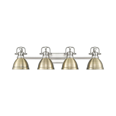 Yep by Golden Lighting Duncan 4-light Vanity in Pewter and Aged Brass shade - - Golden Lighting