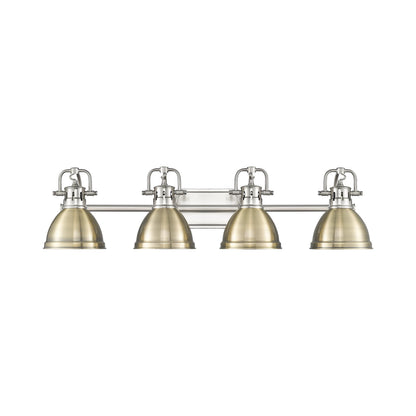 Yep by Golden Lighting Duncan 4-light Vanity in Pewter and Aged Brass shade - - Golden Lighting