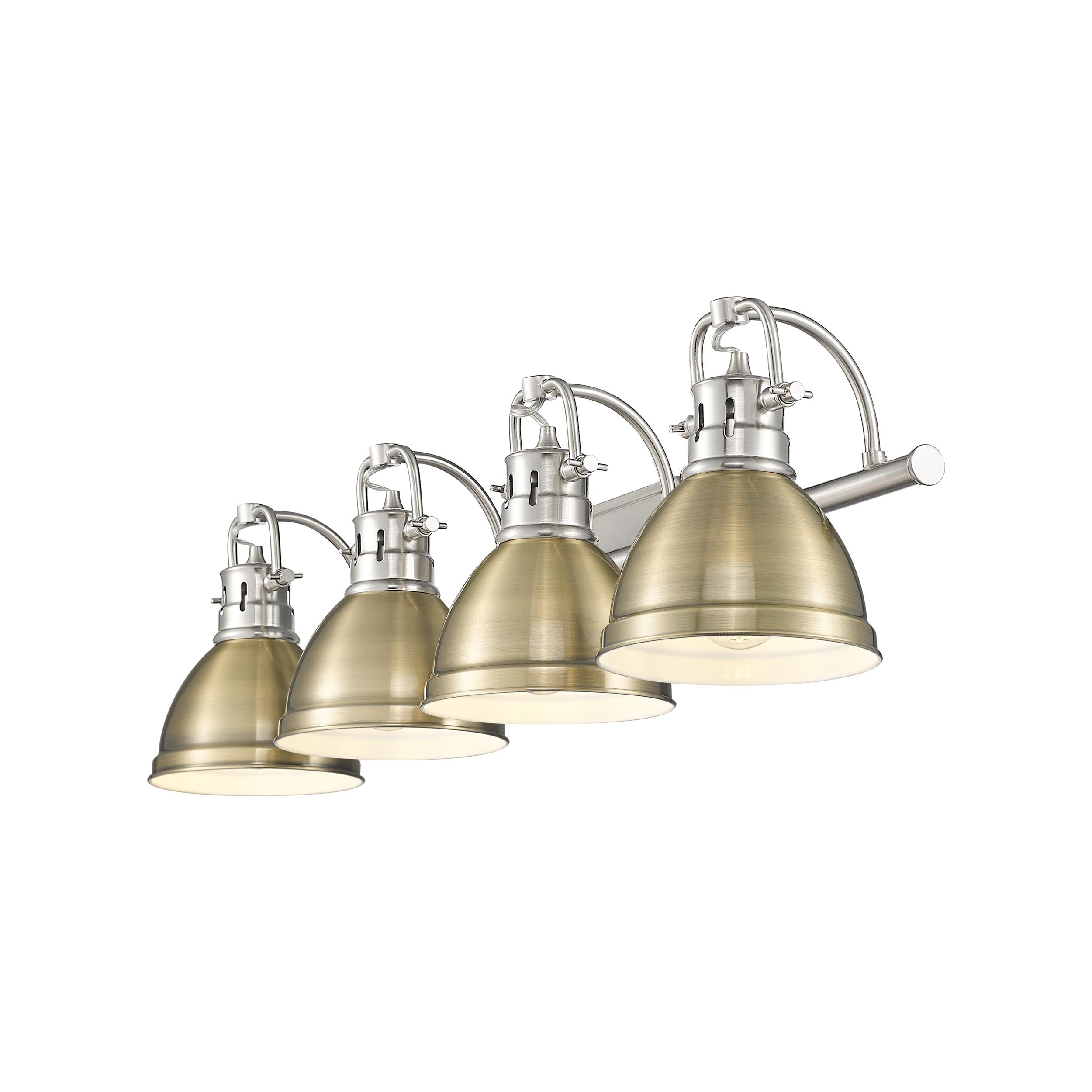 Yep by Golden Lighting Duncan 4-light Vanity in Pewter and Aged Brass shade - - Golden Lighting
