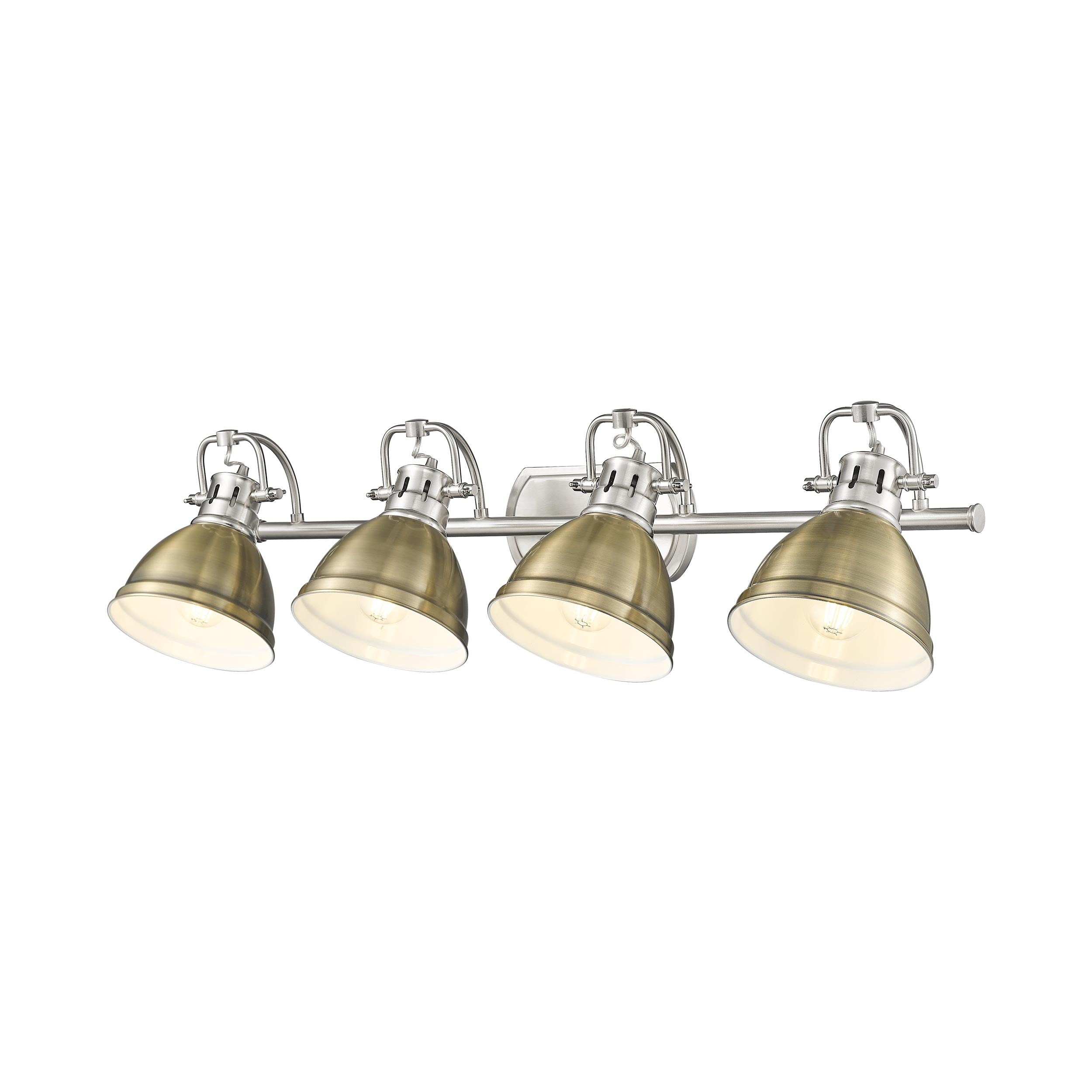 Yep by Golden Lighting Duncan 4-light Vanity in Pewter and Aged Brass shade - - Golden Lighting