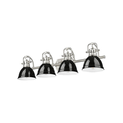 Yep by Golden Lighting Duncan 4-light Vanity in Pewter and Black shade - - Golden Lighting