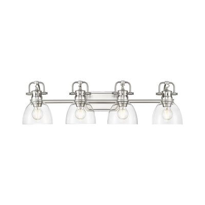 Yep by Golden Lighting Duncan 4-light Vanity in Pewter and Clear Glass - - Golden Lighting