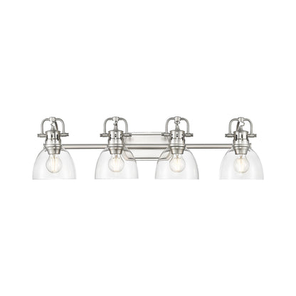 Yep by Golden Lighting Duncan 4-light Vanity in Pewter and Clear Glass - - Golden Lighting