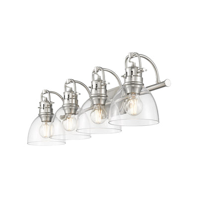 Yep by Golden Lighting Duncan 4-light Vanity in Pewter and Clear Glass - - Golden Lighting