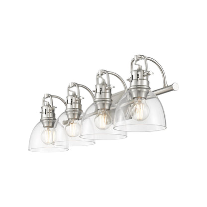 Yep by Golden Lighting Duncan 4-light Vanity in Pewter and Clear Glass - - Golden Lighting