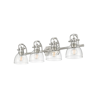 Yep by Golden Lighting Duncan 4-light Vanity in Pewter and Clear Glass - - Golden Lighting