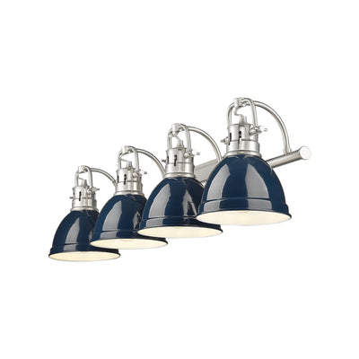 Yep by Golden Lighting Duncan 4-light Vanity in Pewter and Navy Blue shade - - Golden Lighting
