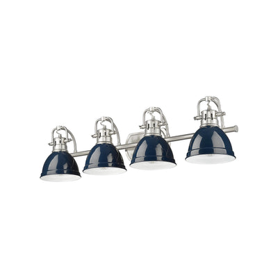 Yep by Golden Lighting Duncan 4-light Vanity in Pewter and Navy Blue shade - - Golden Lighting
