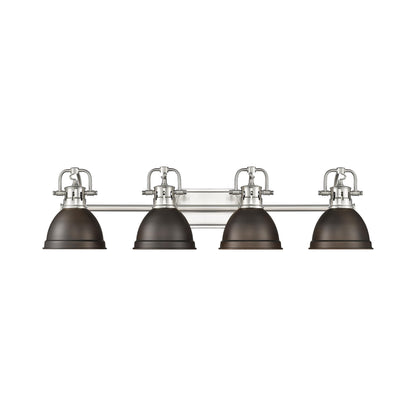 Yep by Golden Lighting Duncan 4-light Vanity in Pewter and Rubbed Bronze shade - - Golden Lighting