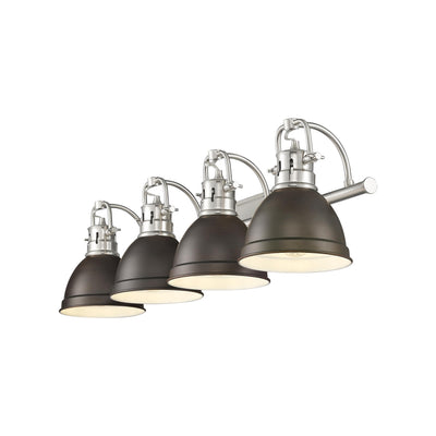 Yep by Golden Lighting Duncan 4-light Vanity in Pewter and Rubbed Bronze shade - - Golden Lighting