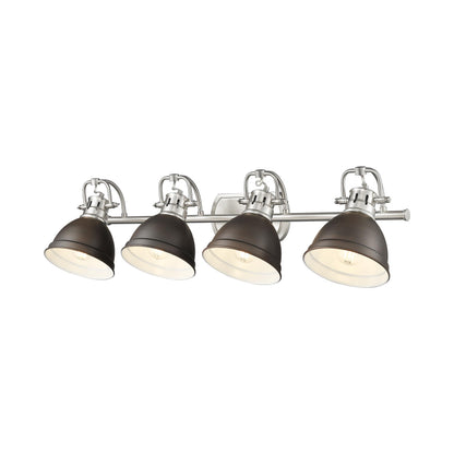 Yep by Golden Lighting Duncan 4-light Vanity in Pewter and Rubbed Bronze shade - - Golden Lighting