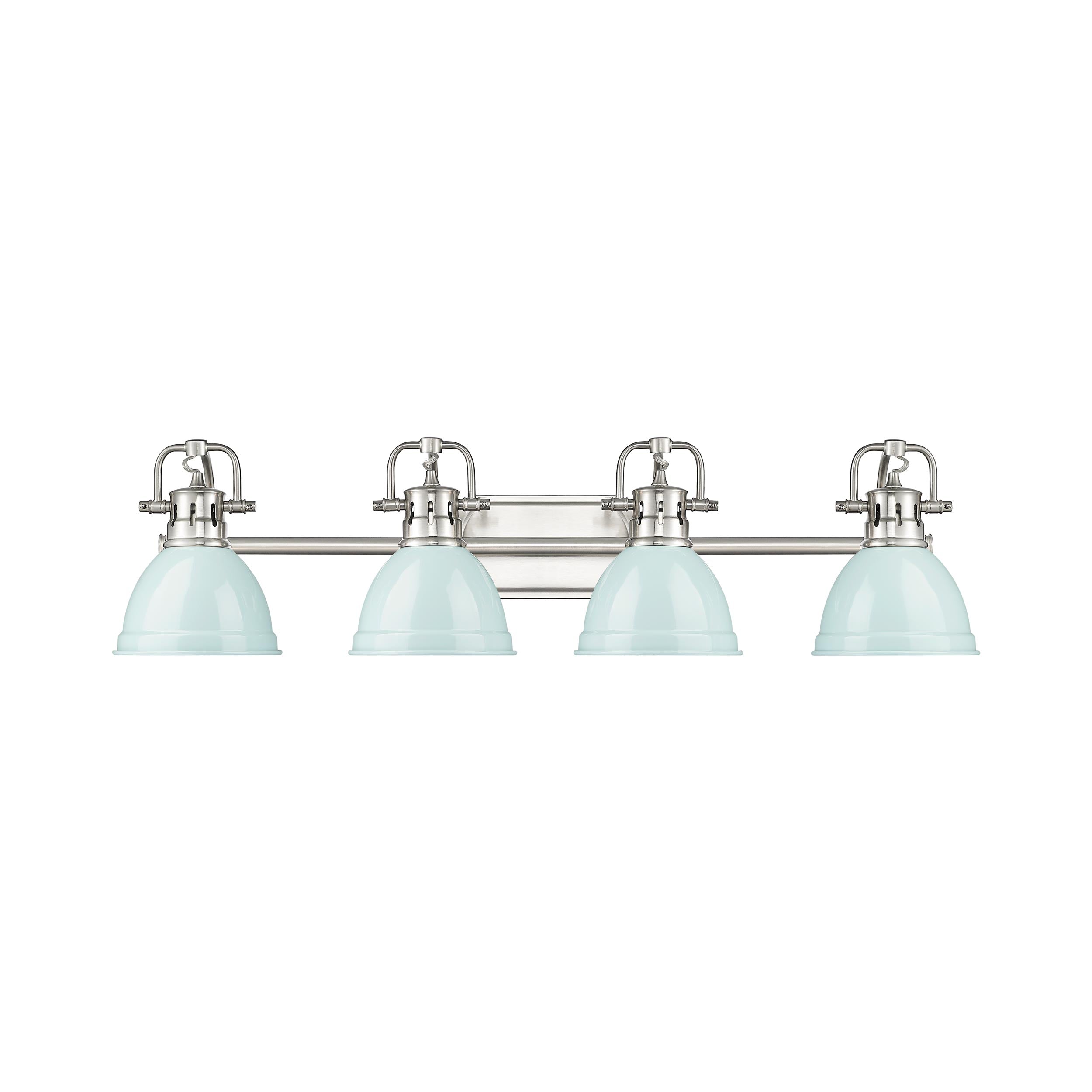 Yep by Golden Lighting Duncan 4-light Vanity in Pewter and Seafoam shade - - Golden Lighting