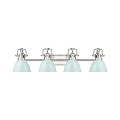 Yep by Golden Lighting Duncan 4-light Vanity in Pewter and Seafoam shade - - Golden Lighting