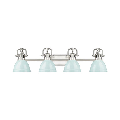 Yep by Golden Lighting Duncan 4-light Vanity in Pewter and Seafoam shade - - Golden Lighting
