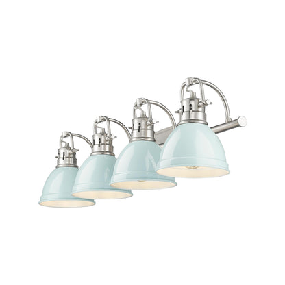 Yep by Golden Lighting Duncan 4-light Vanity in Pewter and Seafoam shade - - Golden Lighting