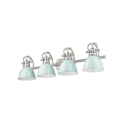 Yep by Golden Lighting Duncan 4-light Vanity in Pewter and Seafoam shade - - Golden Lighting