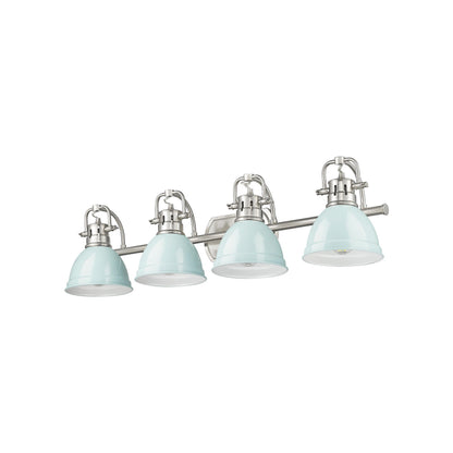 Yep by Golden Lighting Duncan 4-light Vanity in Pewter and Seafoam shade - - Golden Lighting