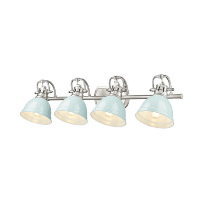 Yep by Golden Lighting Duncan 4-light Vanity in Pewter and Seafoam shade - - Golden Lighting