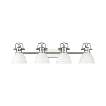 Yep by Golden Lighting Duncan 4-light Vanity in Pewter and Matte White shade - - Golden Lighting