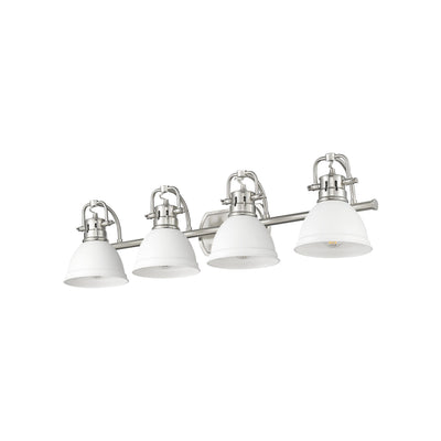 Yep by Golden Lighting Duncan 4-light Vanity in Pewter and Matte White shade - - Golden Lighting