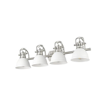 Yep by Golden Lighting Duncan 4-light Vanity in Pewter and Matte White shade - - Golden Lighting