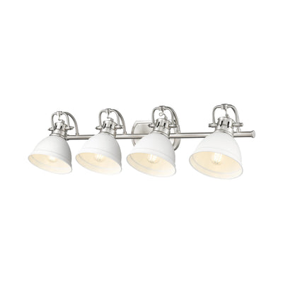 Yep by Golden Lighting Duncan 4-light Vanity in Pewter and Matte White shade - - Golden Lighting