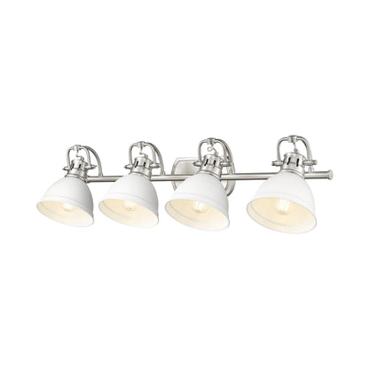Yep by Golden Lighting Duncan 4-light Vanity in Pewter and Matte White shade - - Golden Lighting