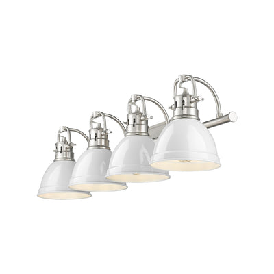 Yep by Golden Lighting Duncan 4-light Vanity in Pewter and White shade - - Golden Lighting
