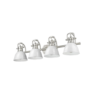 Yep by Golden Lighting Duncan 4-light Vanity in Pewter and White shade - - Golden Lighting
