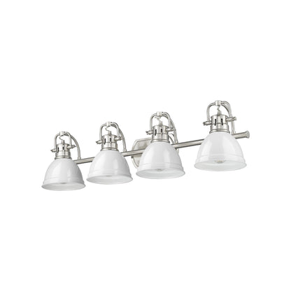 Yep by Golden Lighting Duncan 4-light Vanity in Pewter and White shade - - Golden Lighting