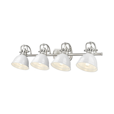 Yep by Golden Lighting Duncan 4-light Vanity in Pewter and White shade - - Golden Lighting
