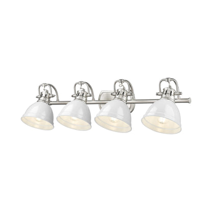 Yep by Golden Lighting Duncan 4-light Vanity in Pewter and White shade - - Golden Lighting