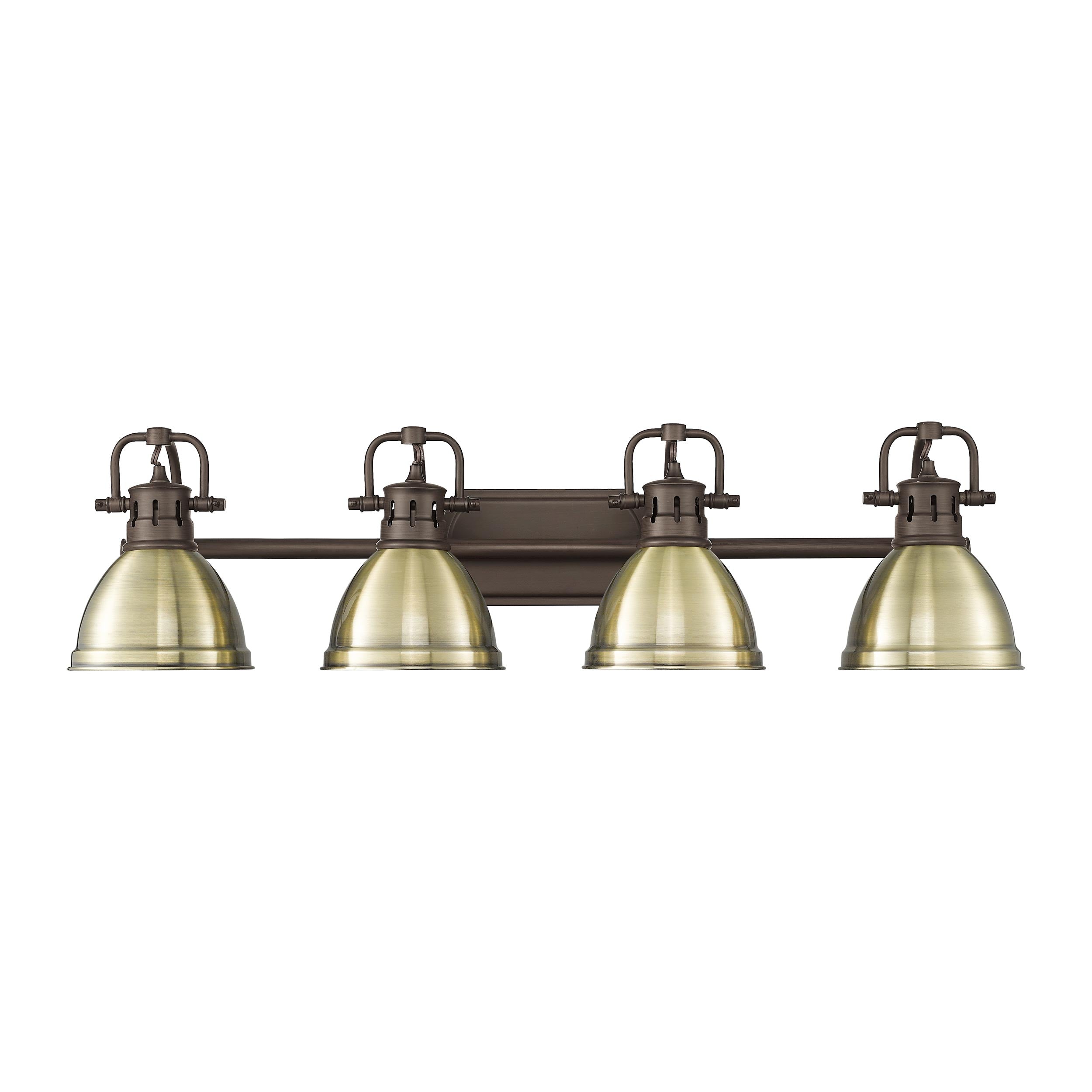Yep by Golden Lighting Duncan 4-light Vanity in Rubbed Bronze and Aged Brass shade - - Golden Lighting