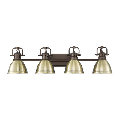 Yep by Golden Lighting Duncan 4-light Vanity in Rubbed Bronze and Aged Brass shade - - Golden Lighting