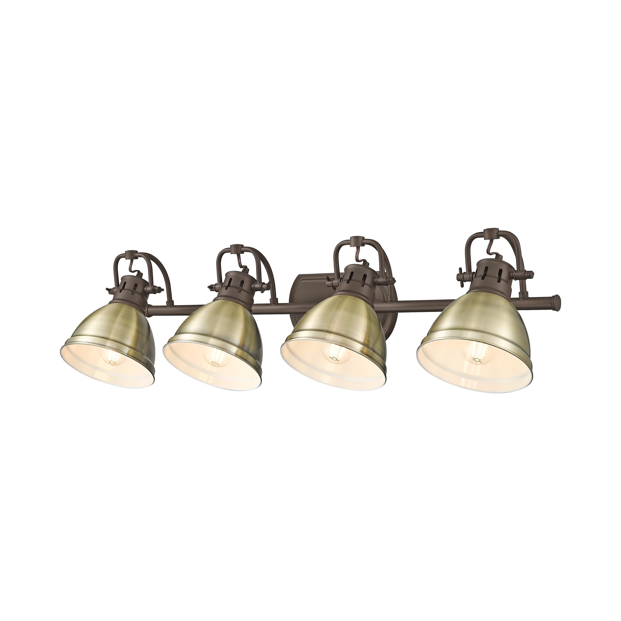 Yep by Golden Lighting Duncan 4-light Vanity in Rubbed Bronze and Aged Brass shade - - Golden Lighting