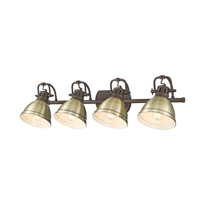 Yep by Golden Lighting Duncan 4-light Vanity in Rubbed Bronze and Aged Brass shade - - Golden Lighting