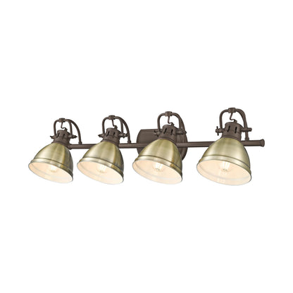 Yep by Golden Lighting Duncan 4-light Vanity in Rubbed Bronze and Aged Brass shade - - Golden Lighting