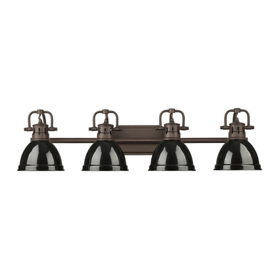 Yep by Golden Lighting Duncan 4-light Vanity in Rubbed Bronze and Black shade - - Golden Lighting