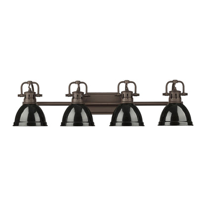 Yep by Golden Lighting Duncan 4-light Vanity in Rubbed Bronze and Black shade - - Golden Lighting