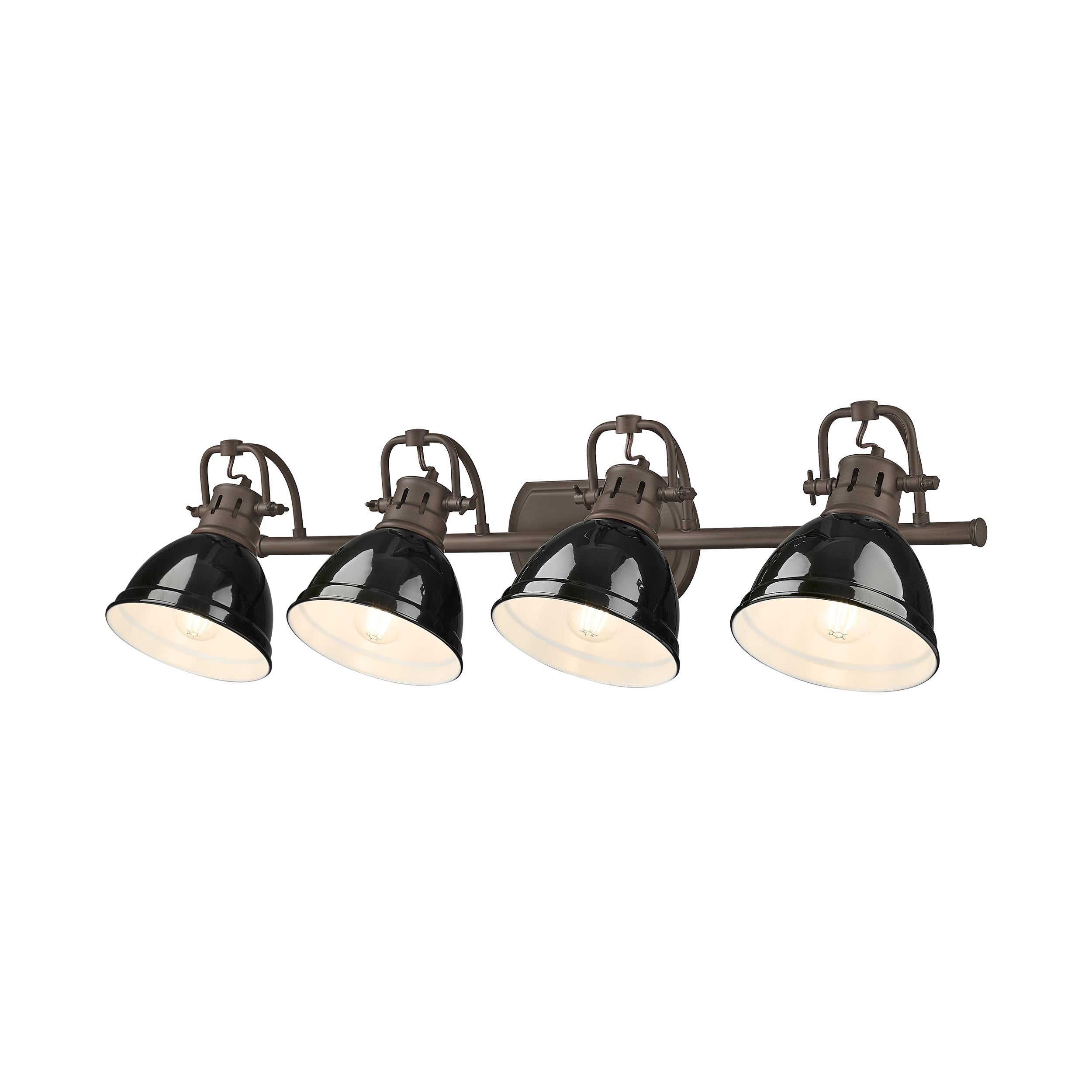 Yep by Golden Lighting Duncan 4-light Vanity in Rubbed Bronze and Black shade - - Golden Lighting