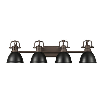 Yep by Golden Lighting Duncan 4-light Vanity in Rubbed Bronze and Matte Black shade - - Golden Lighting