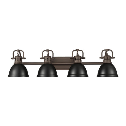 Yep by Golden Lighting Duncan 4-light Vanity in Rubbed Bronze and Matte Black shade - - Golden Lighting