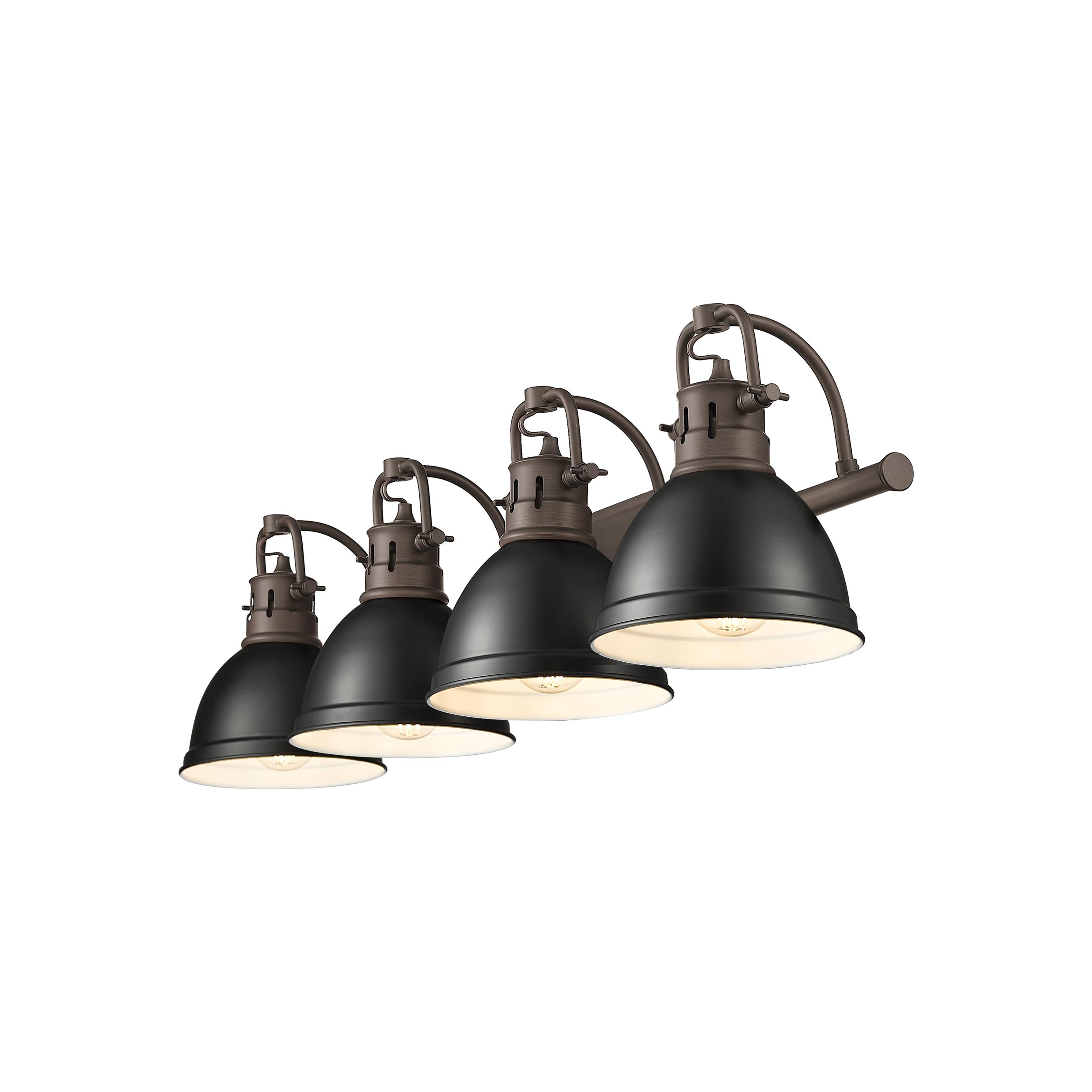 Yep by Golden Lighting Duncan 4-light Vanity in Rubbed Bronze and Matte Black shade - - Golden Lighting