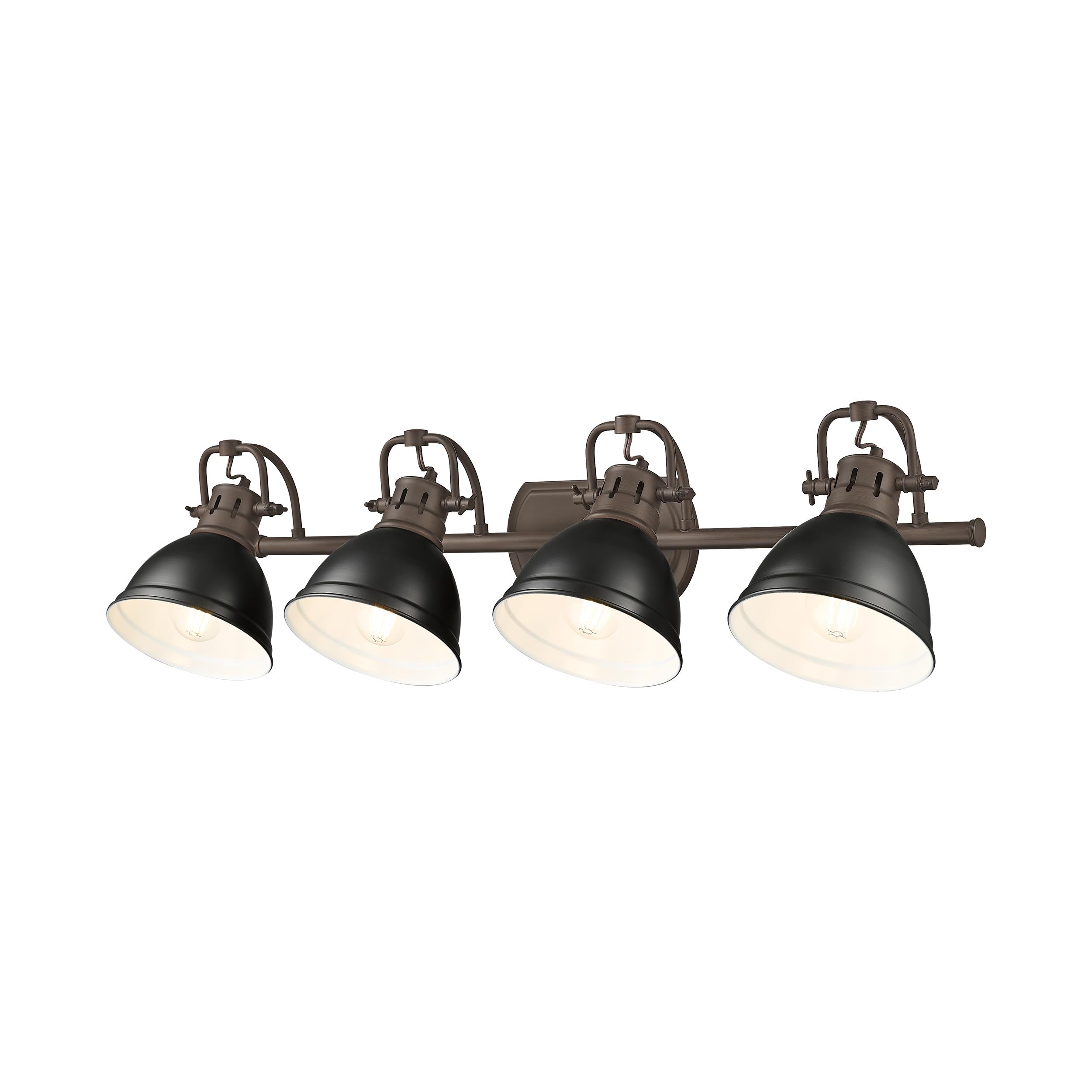 Yep by Golden Lighting Duncan 4-light Vanity in Rubbed Bronze and Matte Black shade - - Golden Lighting