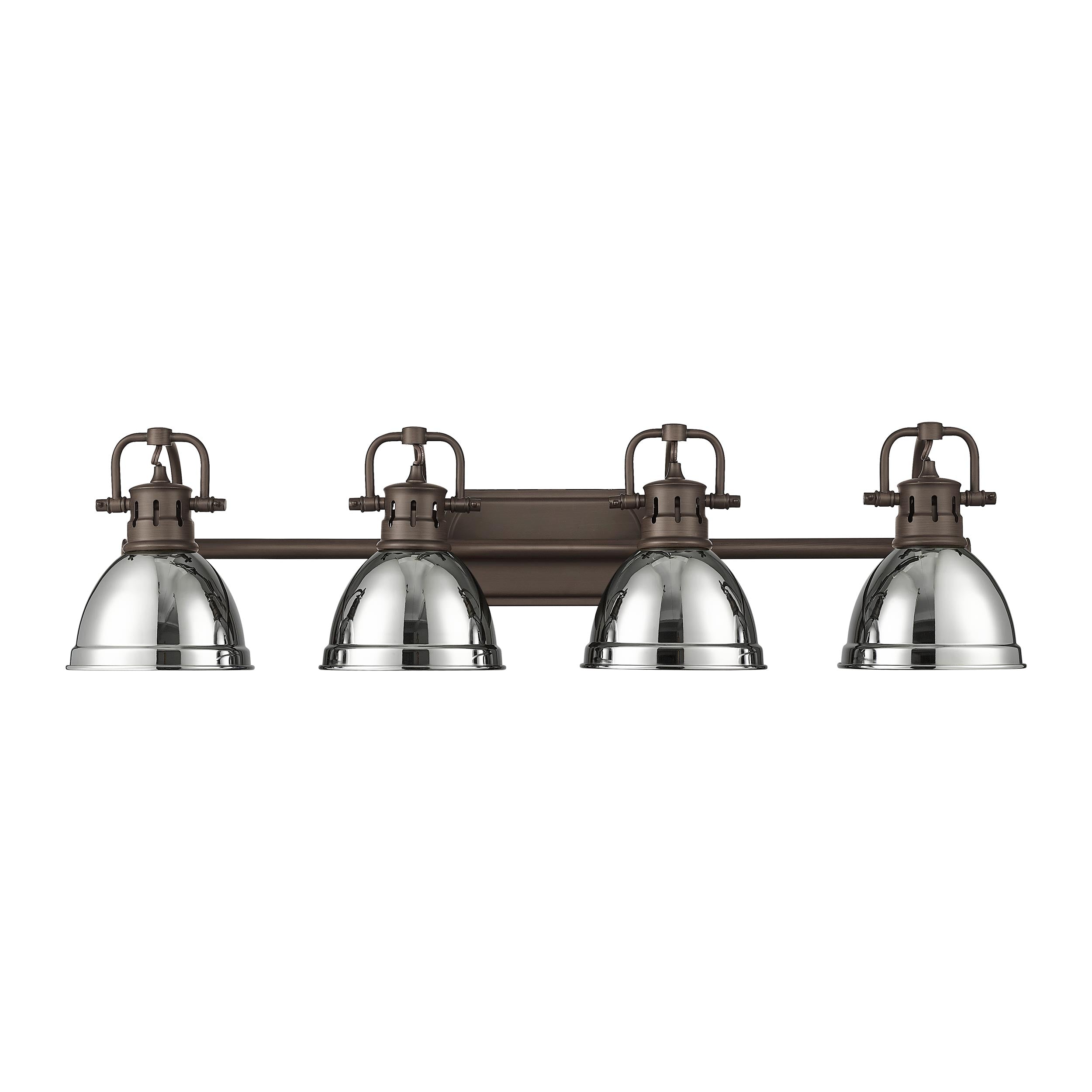 Yep by Golden Lighting Duncan 4-light Vanity in Rubbed Bronze and Chrome shade - - Golden Lighting