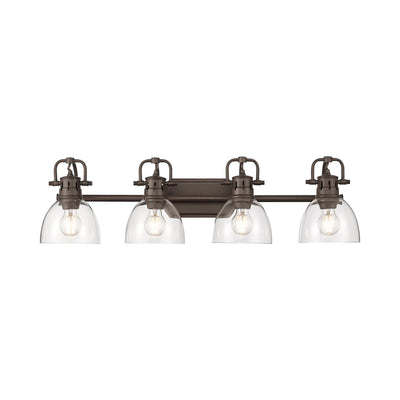 Yep by Golden Lighting Duncan 4-light Vanity in Rubbed Bronze and Clear Glass - - Golden Lighting