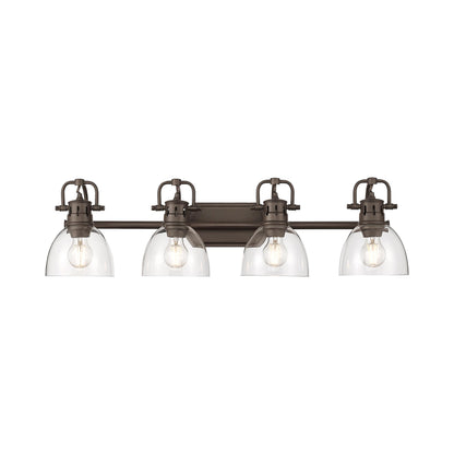 Yep by Golden Lighting Duncan 4-light Vanity in Rubbed Bronze and Clear Glass - - Golden Lighting