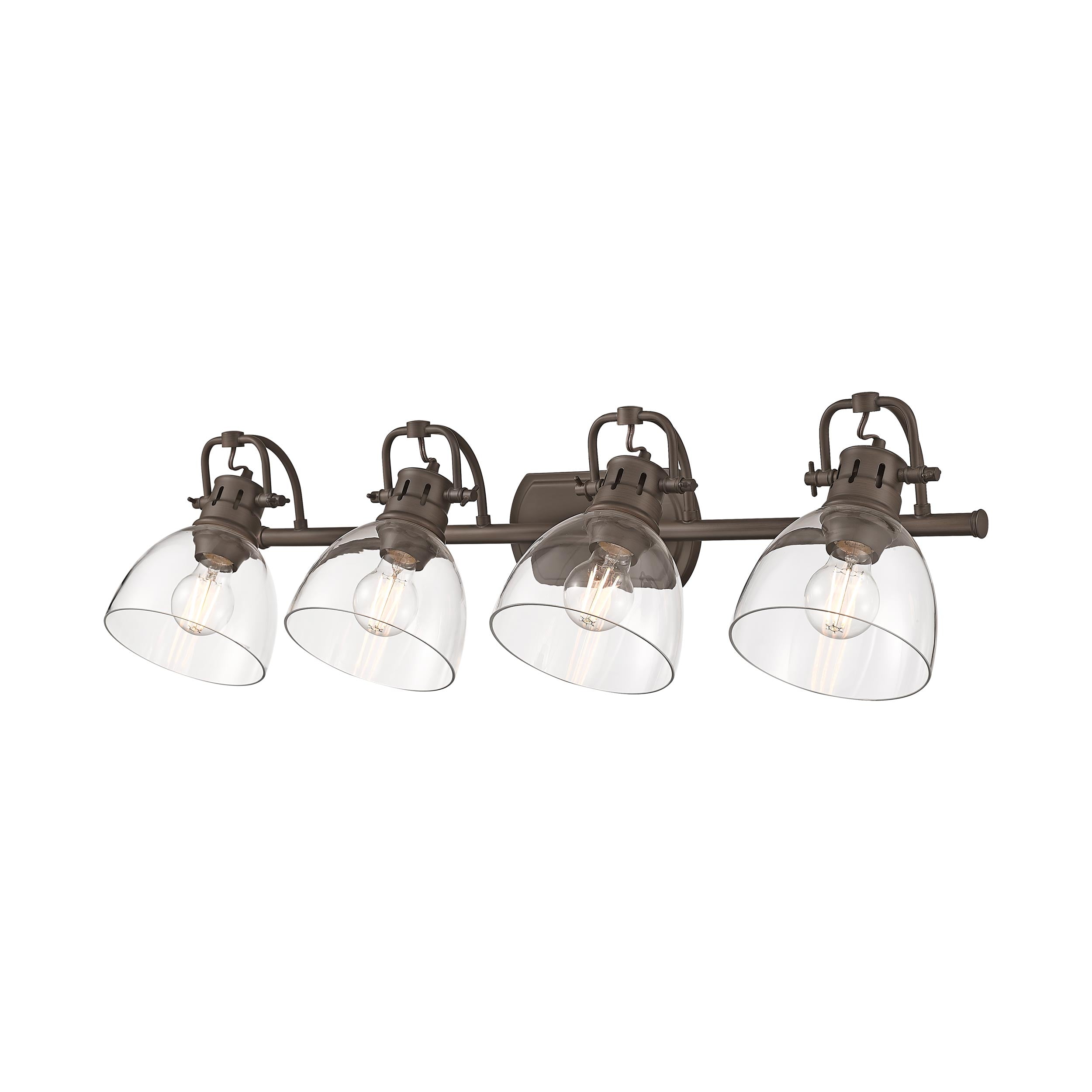 Yep by Golden Lighting Duncan 4-light Vanity in Rubbed Bronze and Clear Glass - - Golden Lighting